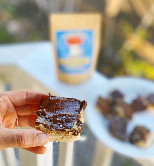 Salted Superfood Caramel Tahini Bars (Vegan GF)