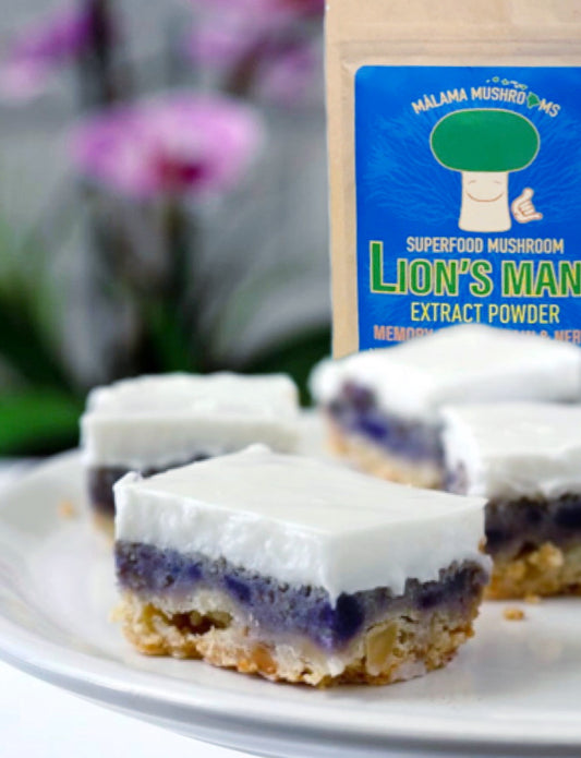 Sweet Potato Haupia Bars (Vegan, GF) with Lion's Mane Mac-Nut Crust