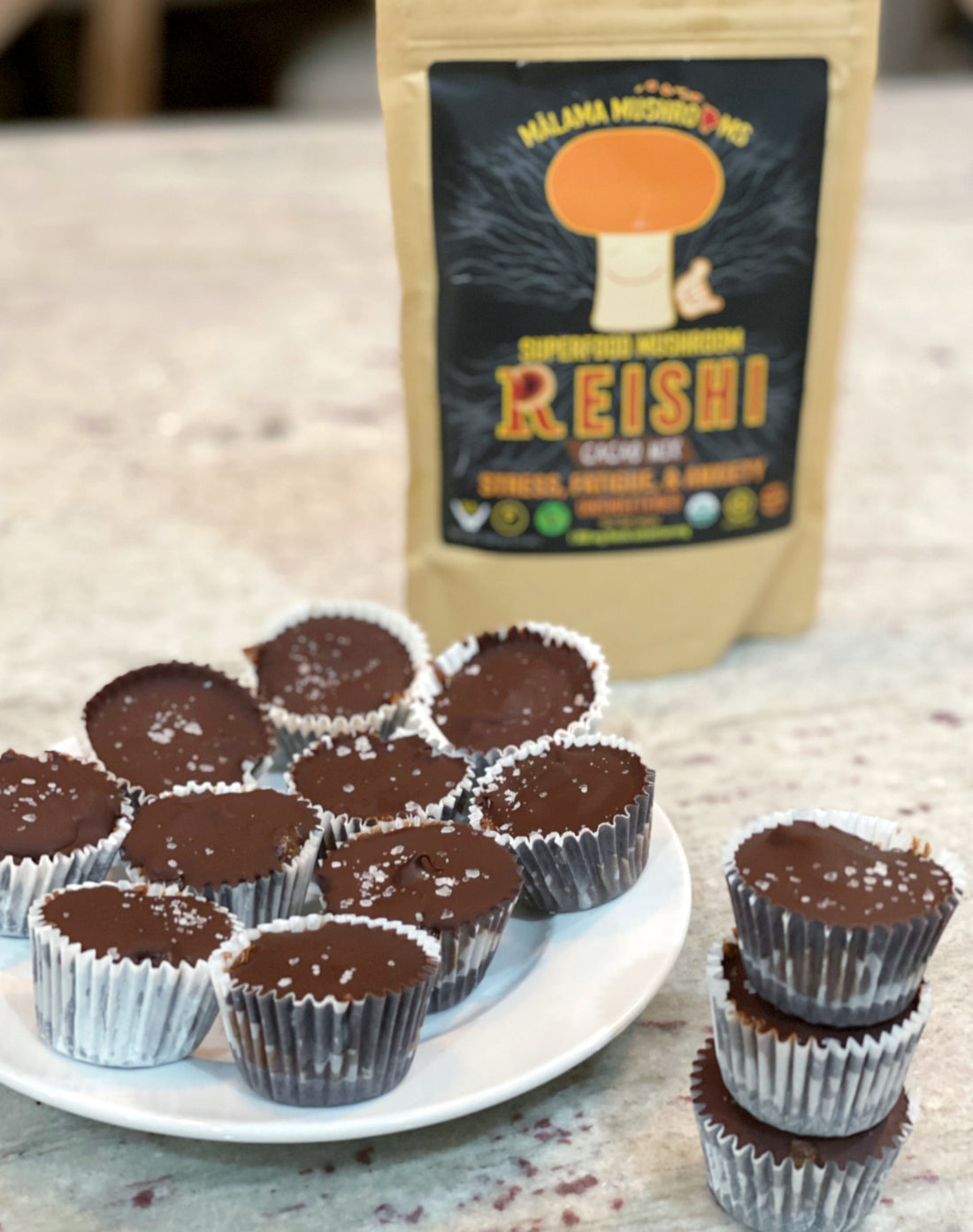Dark Chocolate Reishi Nut Butter Cups